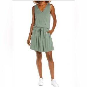 Sweaty Betty Take It Easy Dress Drop Waist Stretch Heather Green Size Small